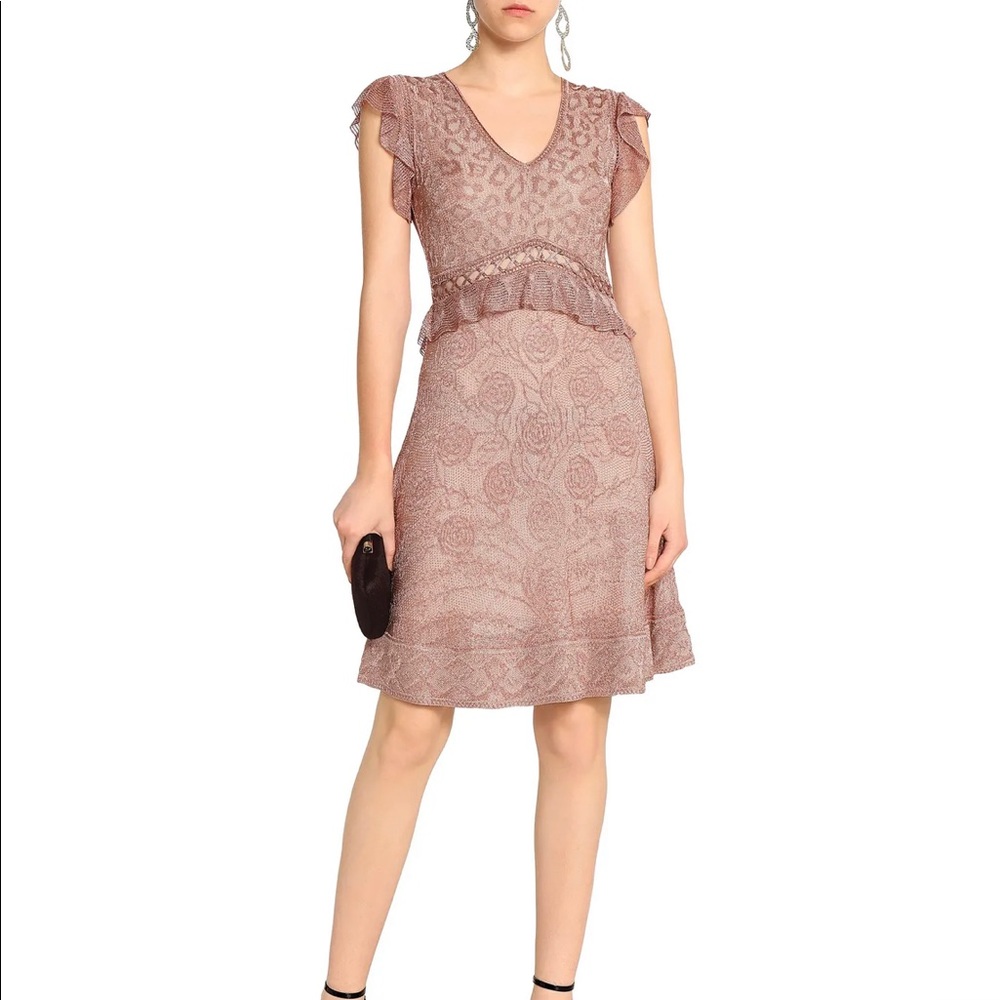 Roberto Cavalli Ruffle-trimmed Crochet-knit Dress - Picture 2 of 16